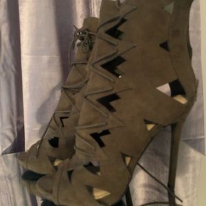 Dark Green High Heel Booties
